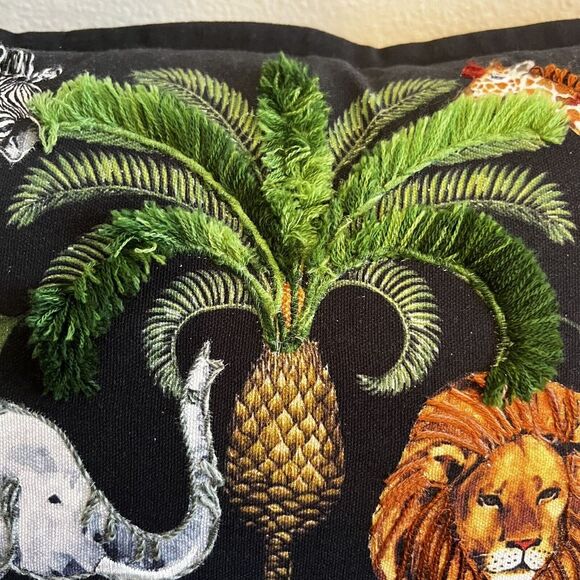 Secret Celebrity Savanna Animals Embroidered Decorative Throw Pillow Tropical - Picture 6 of 11
